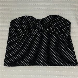Black and White Polka Dot Strapless Top